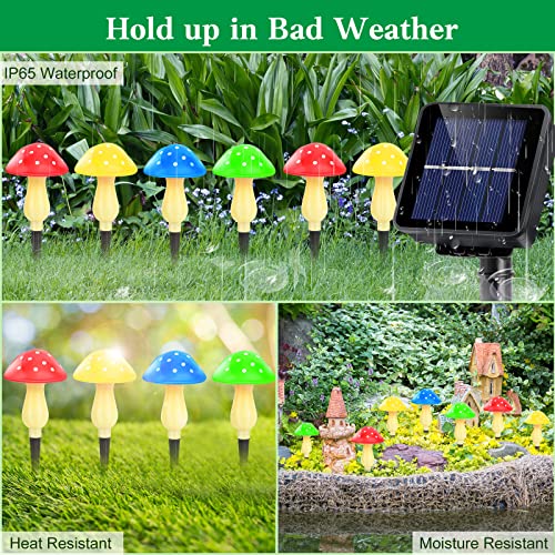 Solar Powered Mushroom Stake Lights with 8 Lights and 8 Modes O183519