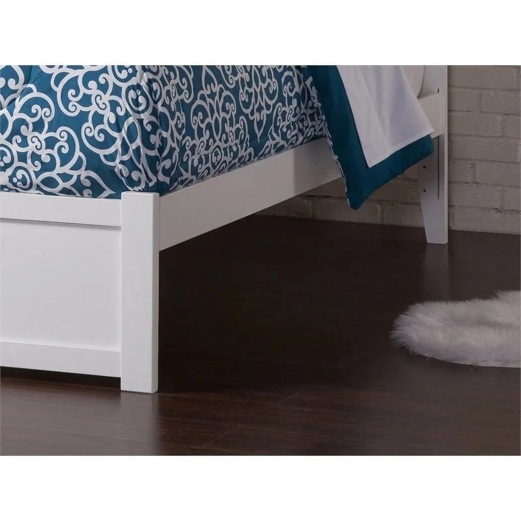 White Full Hardwood Storage Platform Bed A671575
