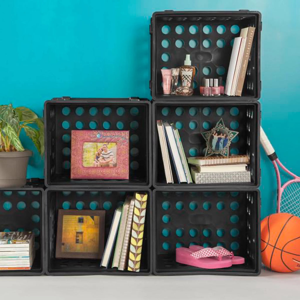 Stackable Storage Crate Organizer Bins with Handles, 18 Pack A607391