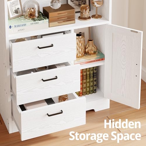 71in Tall Bookshelf with Door and 3 Drawers R918