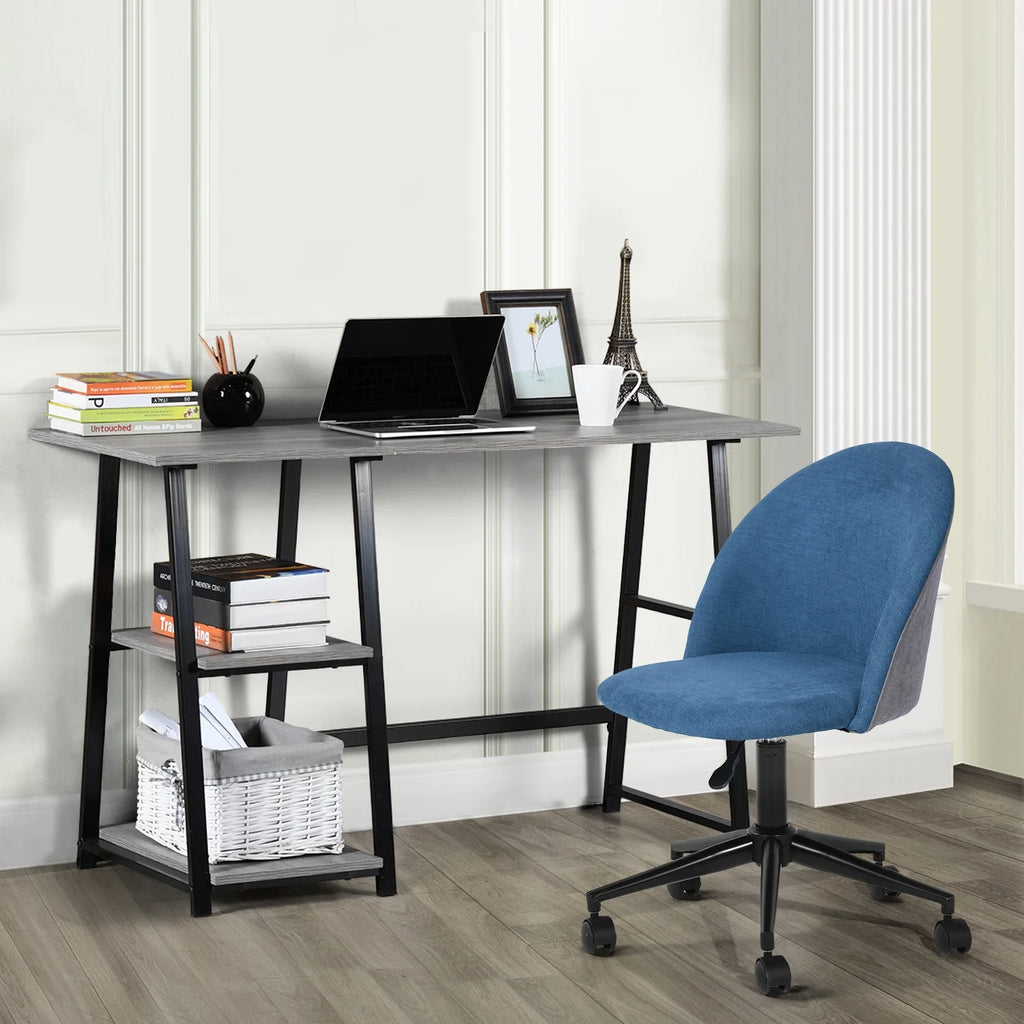 47'' Dark Grey Computer Writing Desk with 2-Tier Storage Shelves U25670