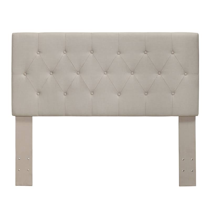 Ivory Fabric King Tufted Platform Bed O4153