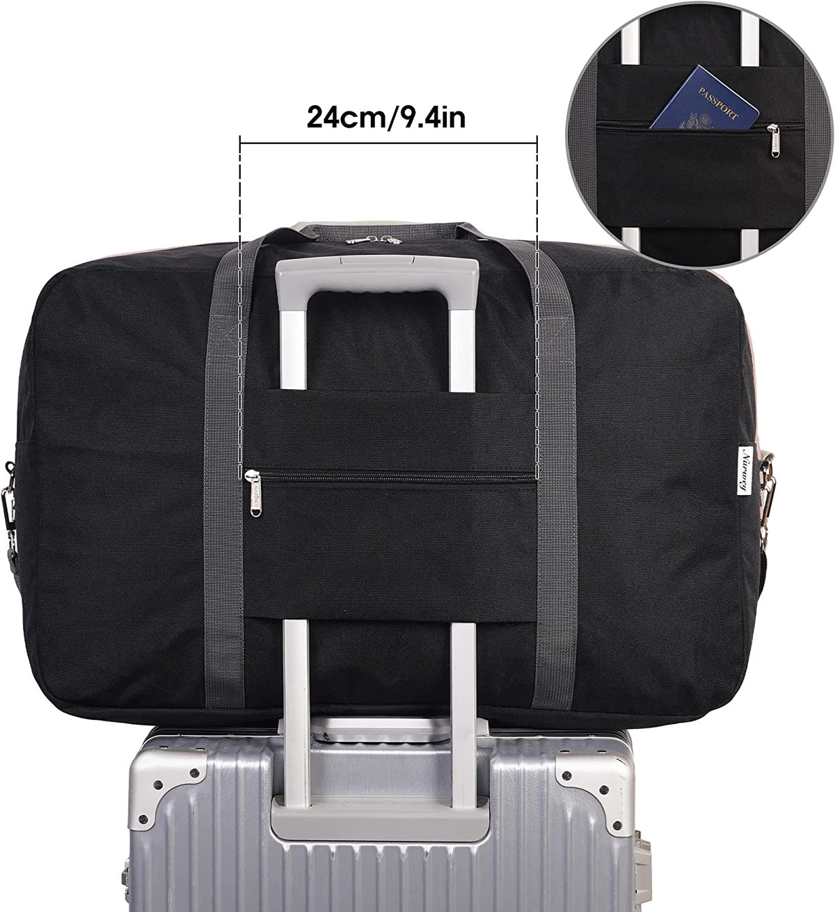 18x14x8 Duffel Bag with Shoulder Strap, Black M479942