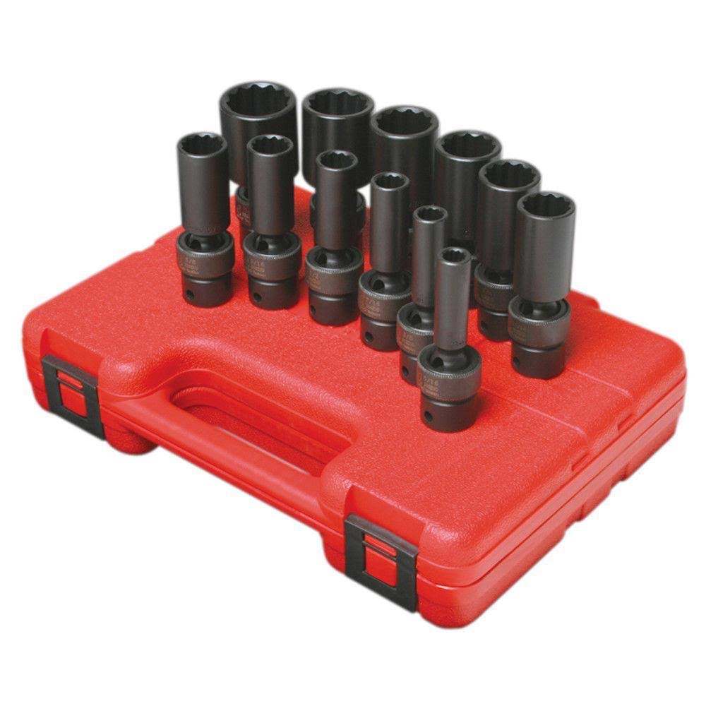 3/8" Dr. Deep Universal 12 Point SAE Impact Socket Set Q971933