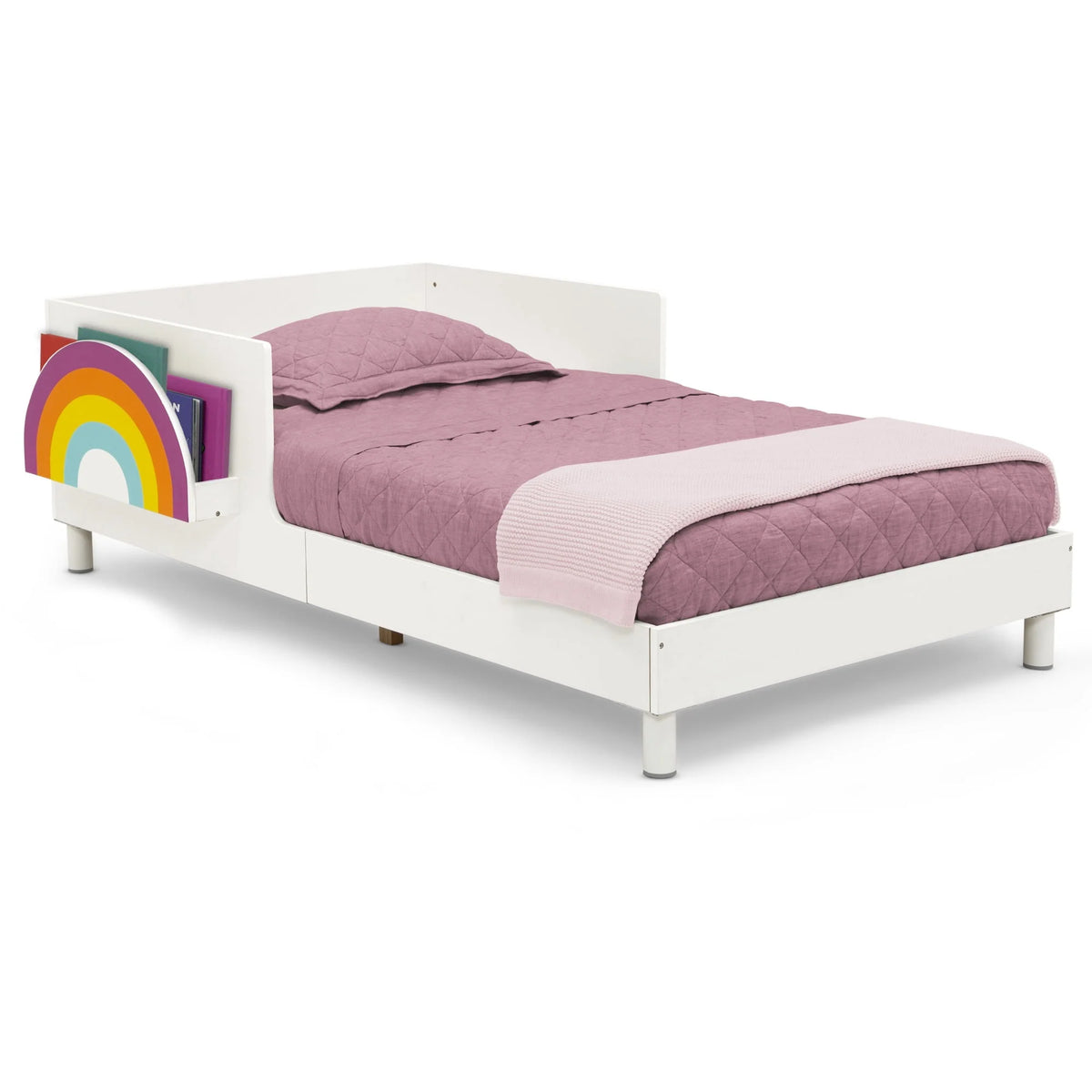 White Toddler Bed with Interchangeable Shelf E456984