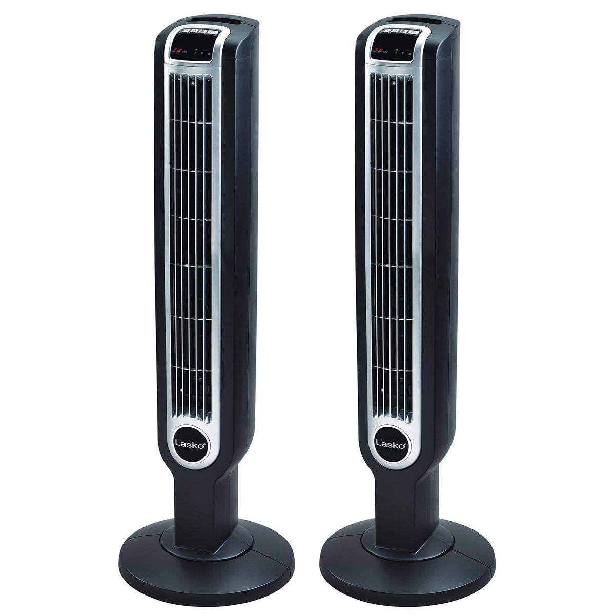 36" 3 Speed Oscillation Tower Fan with Remote, Black (2 Pack) E8015