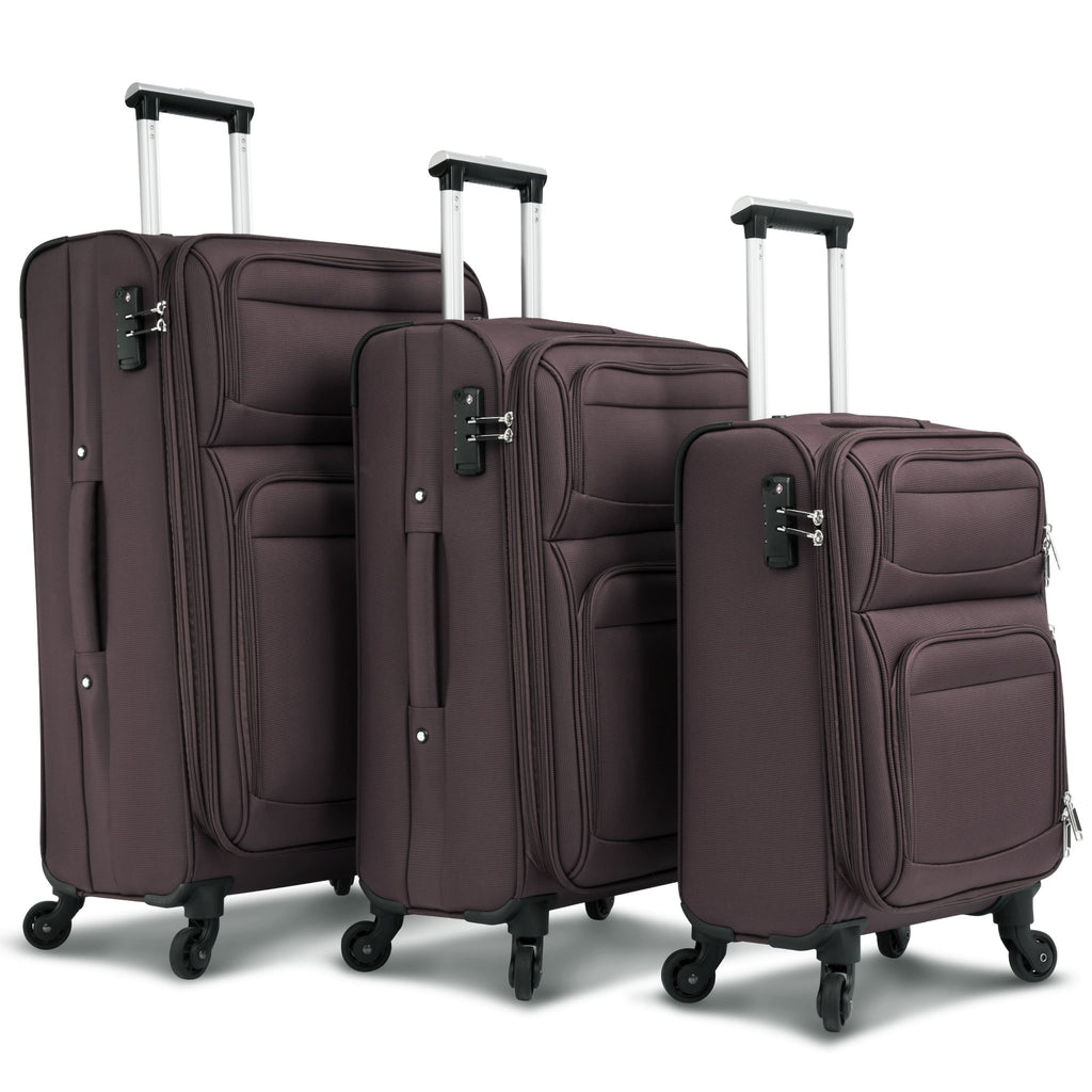 3 PCS Lightweight Expandable Softside Luggage Set with Spinner Wheel and TSA Lock H68316