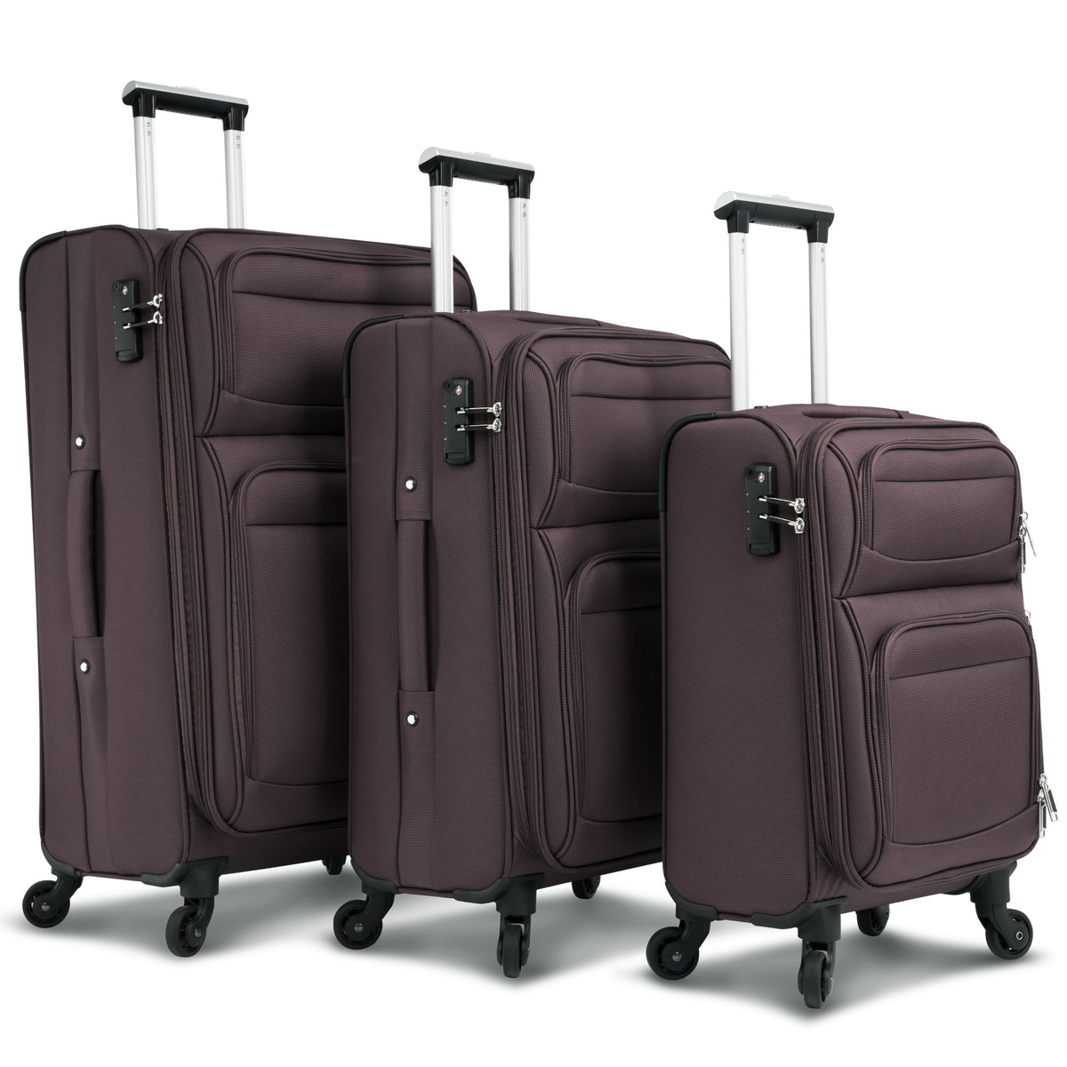 3 PCS Lightweight Expandable Softside Luggage Set with Spinner Wheel and TSA Lock H68316