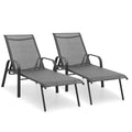 Set of 2 Grey Patio Lounge Chairs with Adjustable Backrest G964