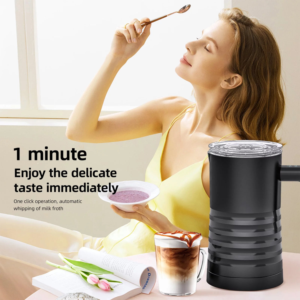 Electric Milk Frother and Steamer 4 in 1 580ml Stainless Steel T45126