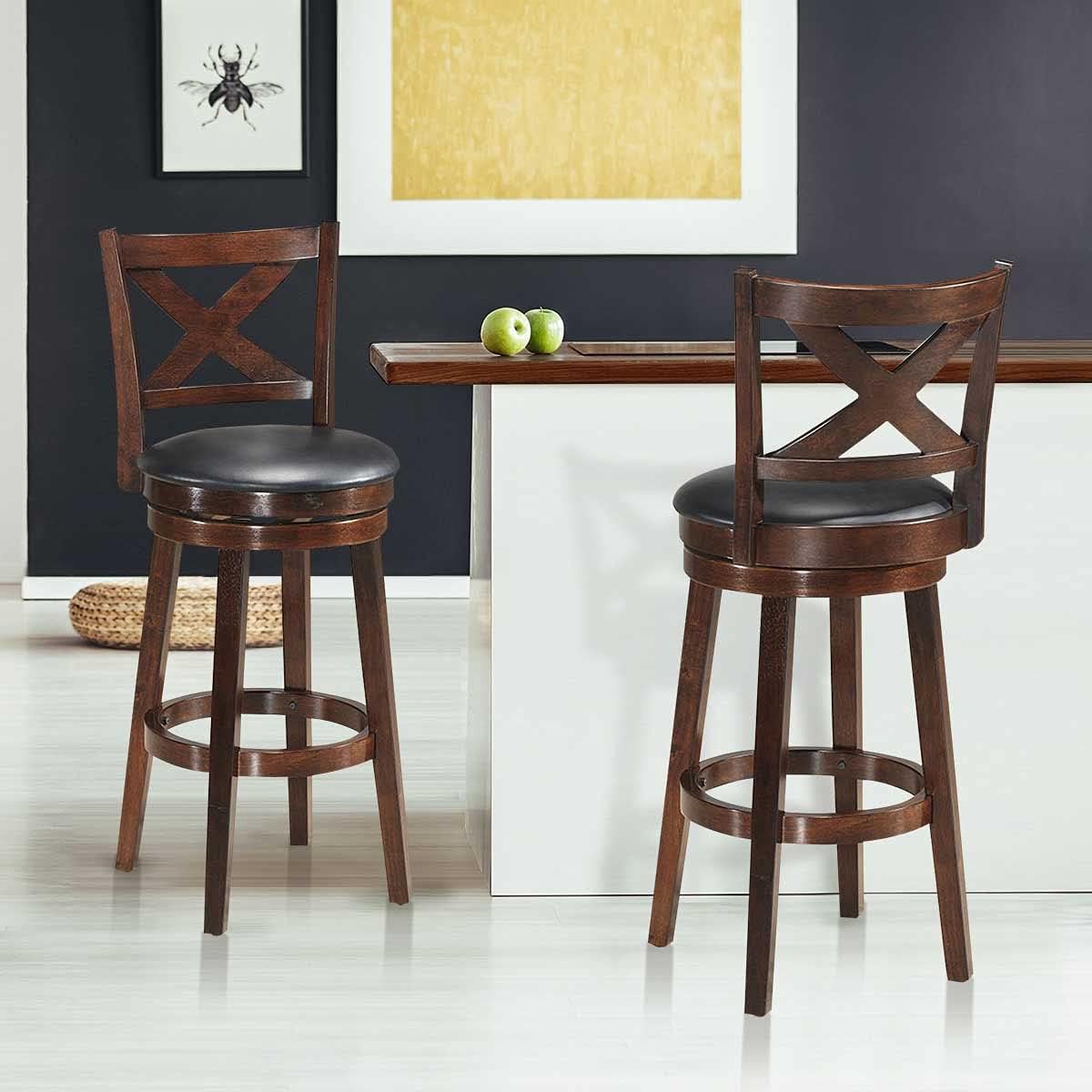 29 Inch Cappuccino Swivel Barstool Set of 2 I6481