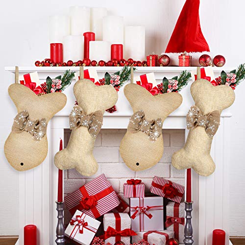 2 Pcs Dog Christmas Stocking with Bow Knot N466410