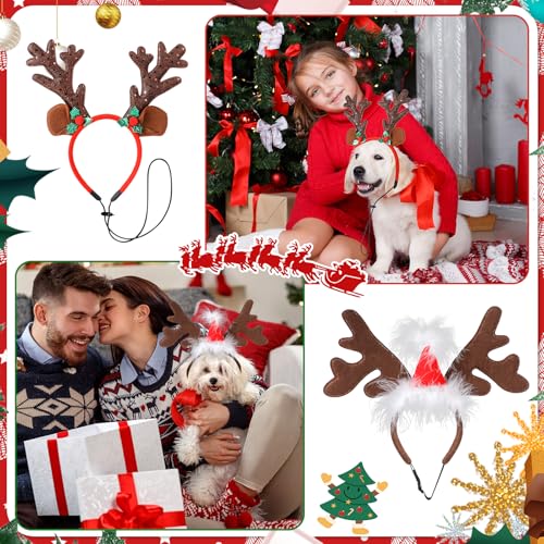 2 Pack Dog Christmas Antlers Headbands S7414