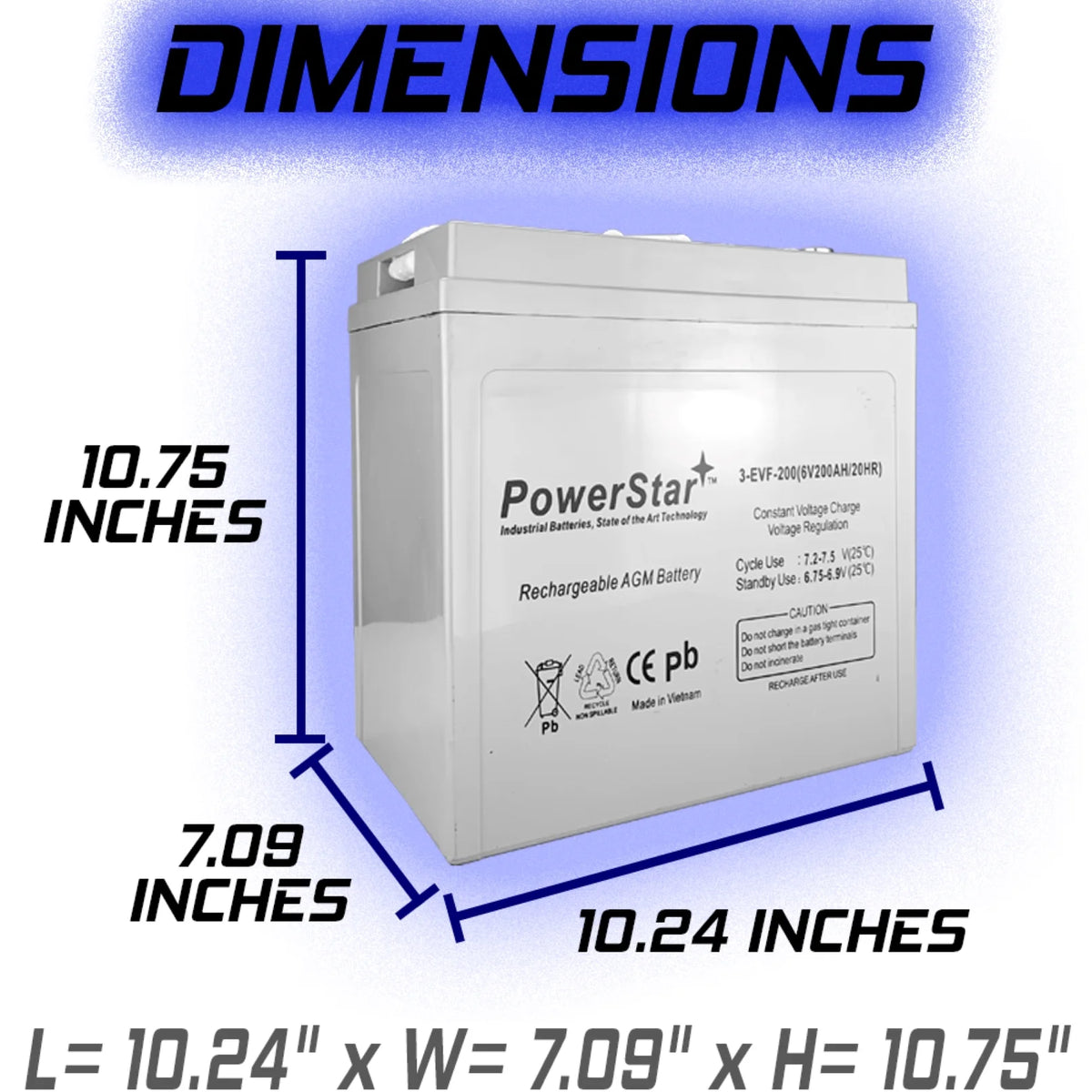 6 Volt 200AH Sealed AGM Deep Cycle Battery V54051