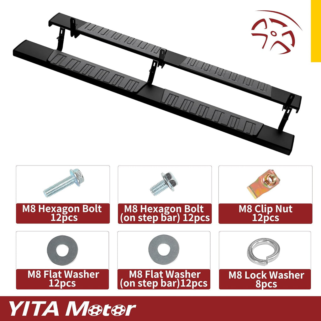 6 Inches Aluminum Black Running Boards F956