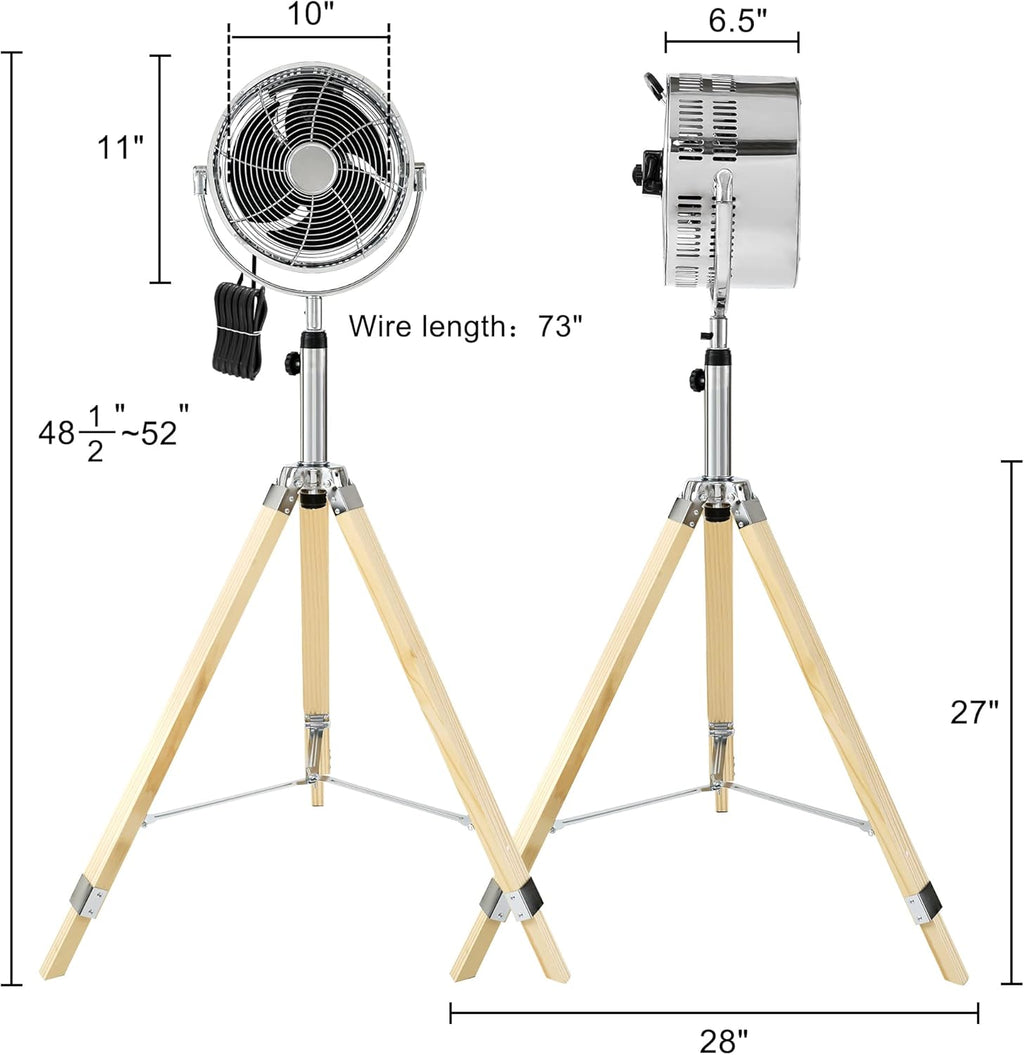16 Inch Retro Tripod Fan, 3 Speeds, Adjustable Height O936