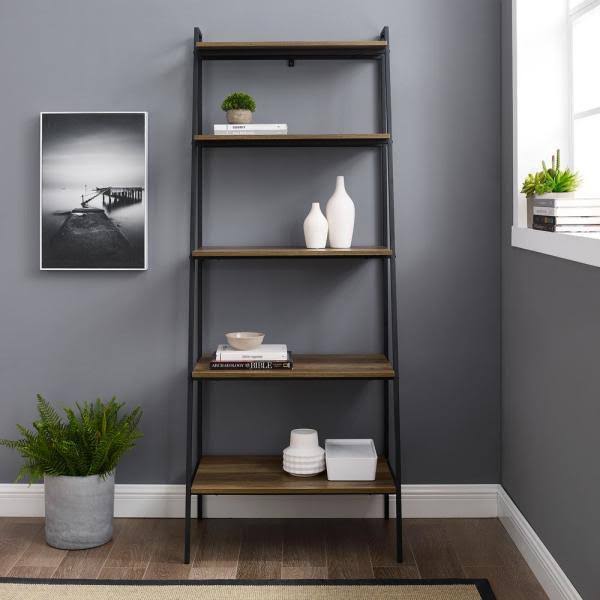 72 in. Reclaimed Barnwood Ladder Bookcase T9062