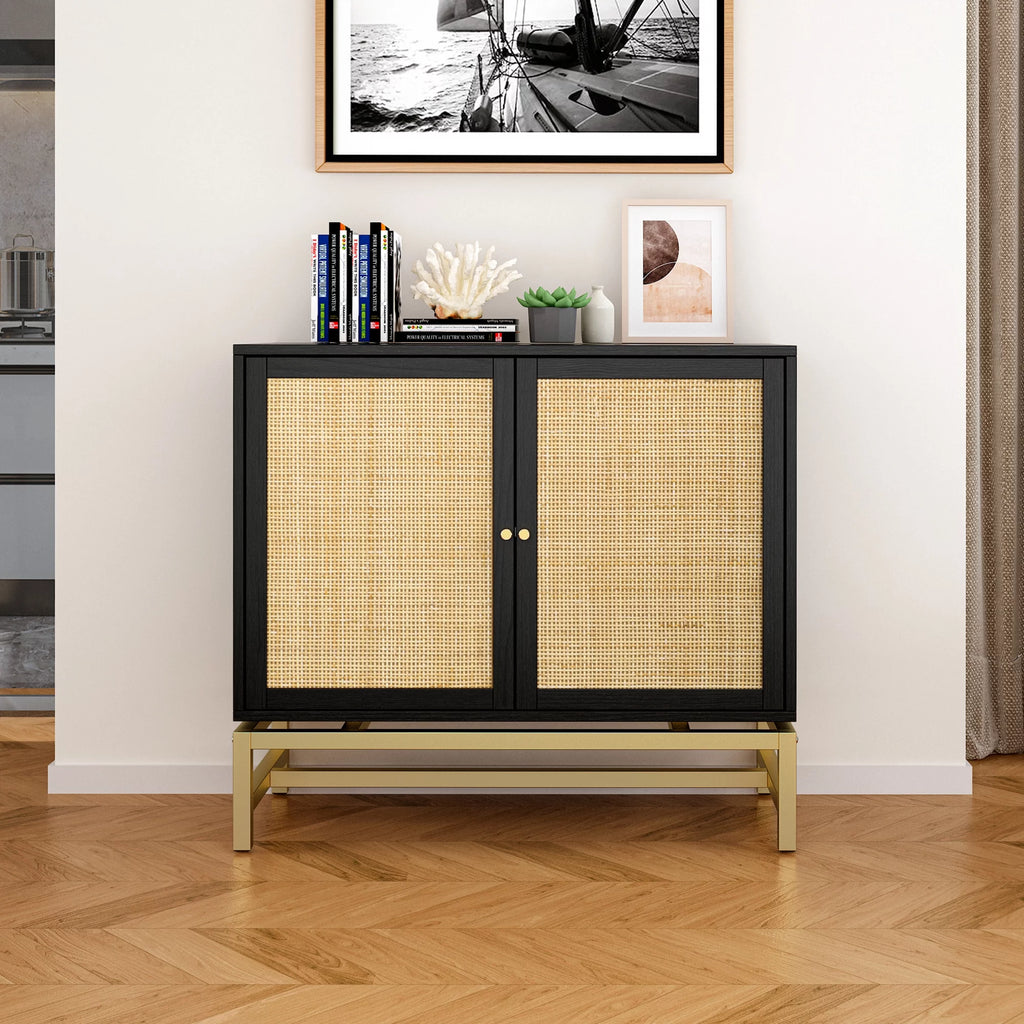 Set of 2 Natural Rattan 2 Door Cabinet H12704