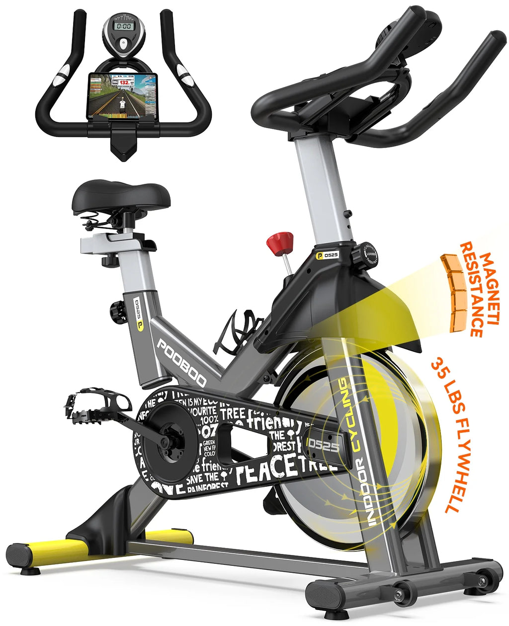 Stationary Exercise Bike Magnetic Resistance with LCD Monitor 35 Lbs Flywheel A7305