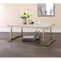 Faux Marble Champagne Sled Base Coffee Table V2243