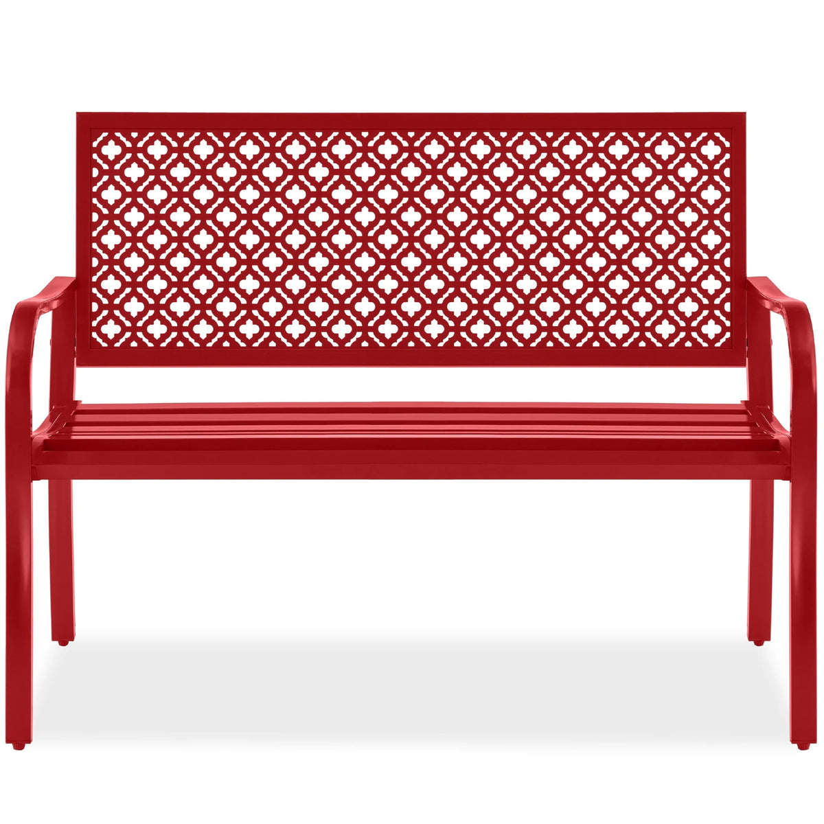 Indoor Outdoor Steel Garden Bench with Geometric Backrest O472