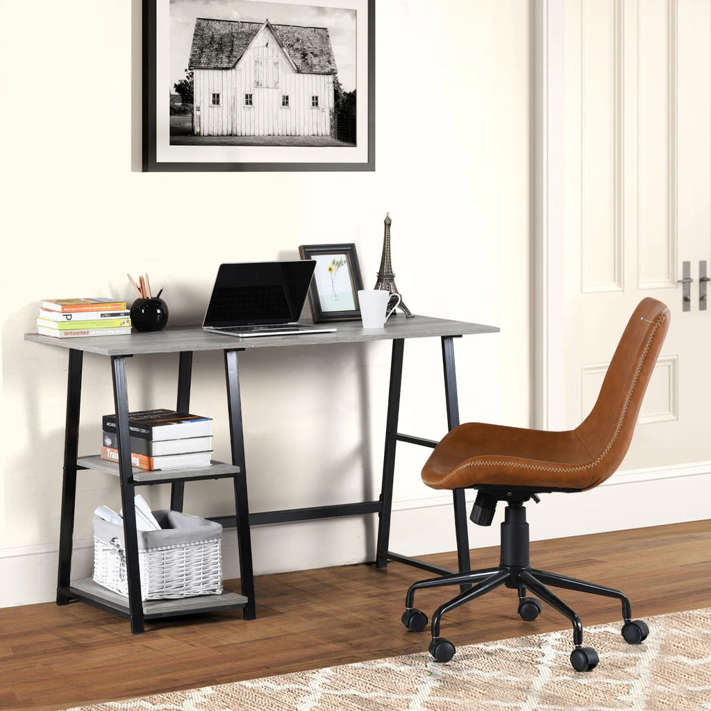 47'' Dark Grey Computer Writing Desk with 2-Tier Storage Shelves U25670