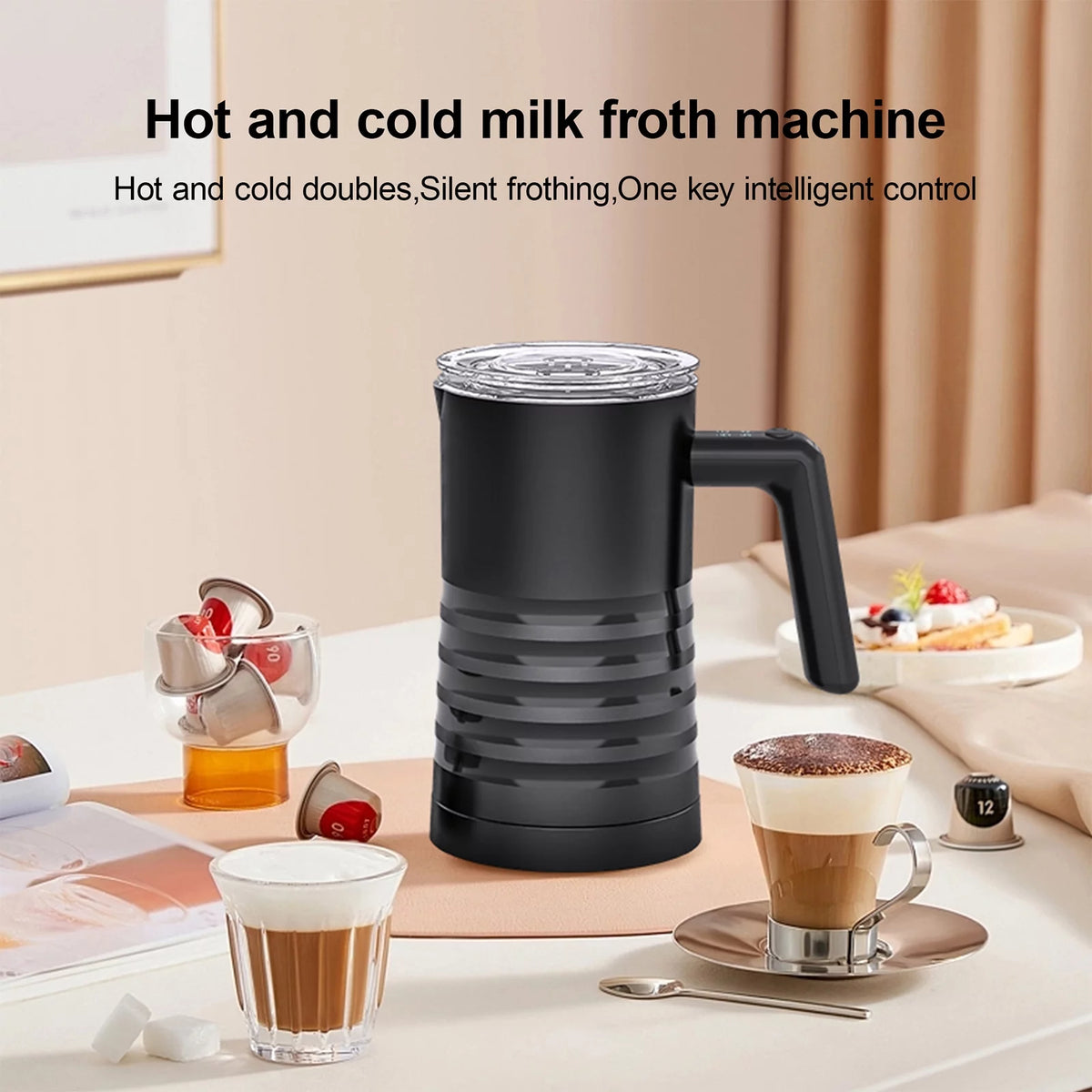 Electric Milk Frother and Steamer 4 in 1 580ml Stainless Steel T45126