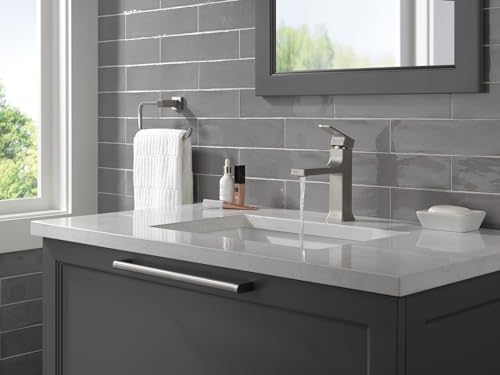 Brushed Nickel 1 Hole Bathroom Faucet with Push-Pop Drain W585031
