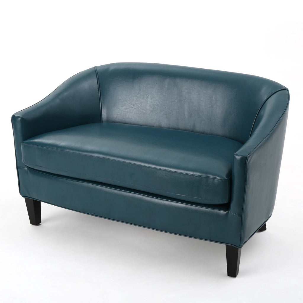 Teal Leather Loveseat G540