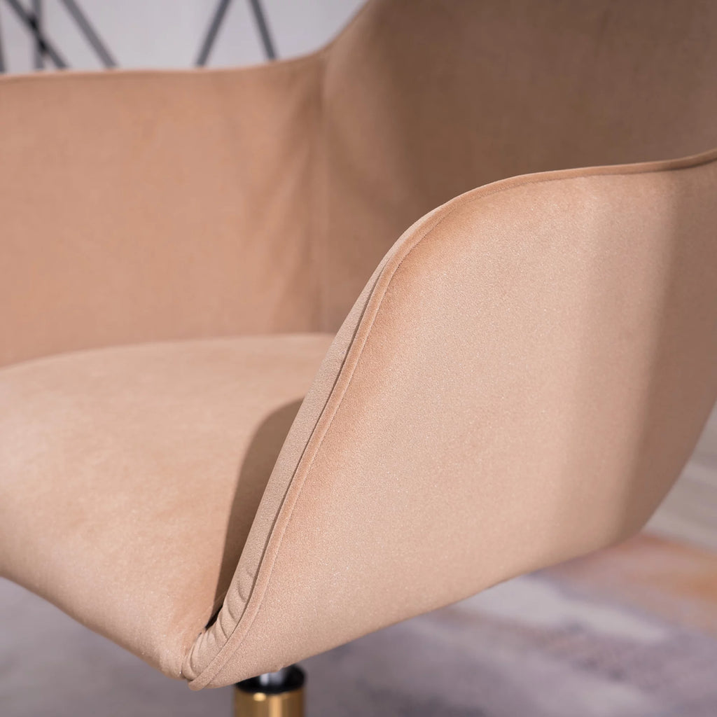 Velvet Adjustable Height Office Chair with Metal Legs and Wheels W864112