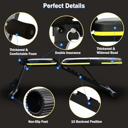 Adjustable Foldable Weight Bench 10 Backrest Position O182413