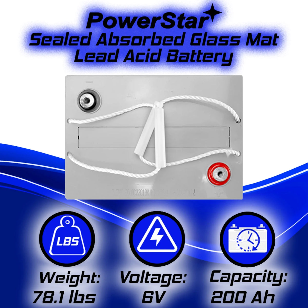 6 Volt 200AH Sealed AGM Deep Cycle Battery V54051