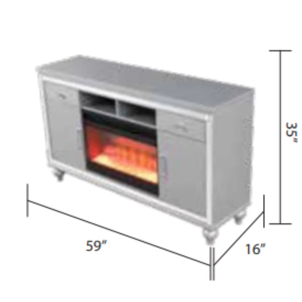 Solid Wood TV Stand With Electric Fireplace I2732