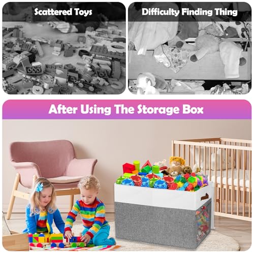 Extra Large Collapsible Toy Storage Box with Lid and Divider W520935