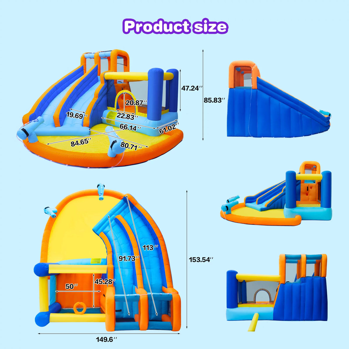 Kids Inflatable Water Slide Bouncer with Pool and Climbing Wall I5980