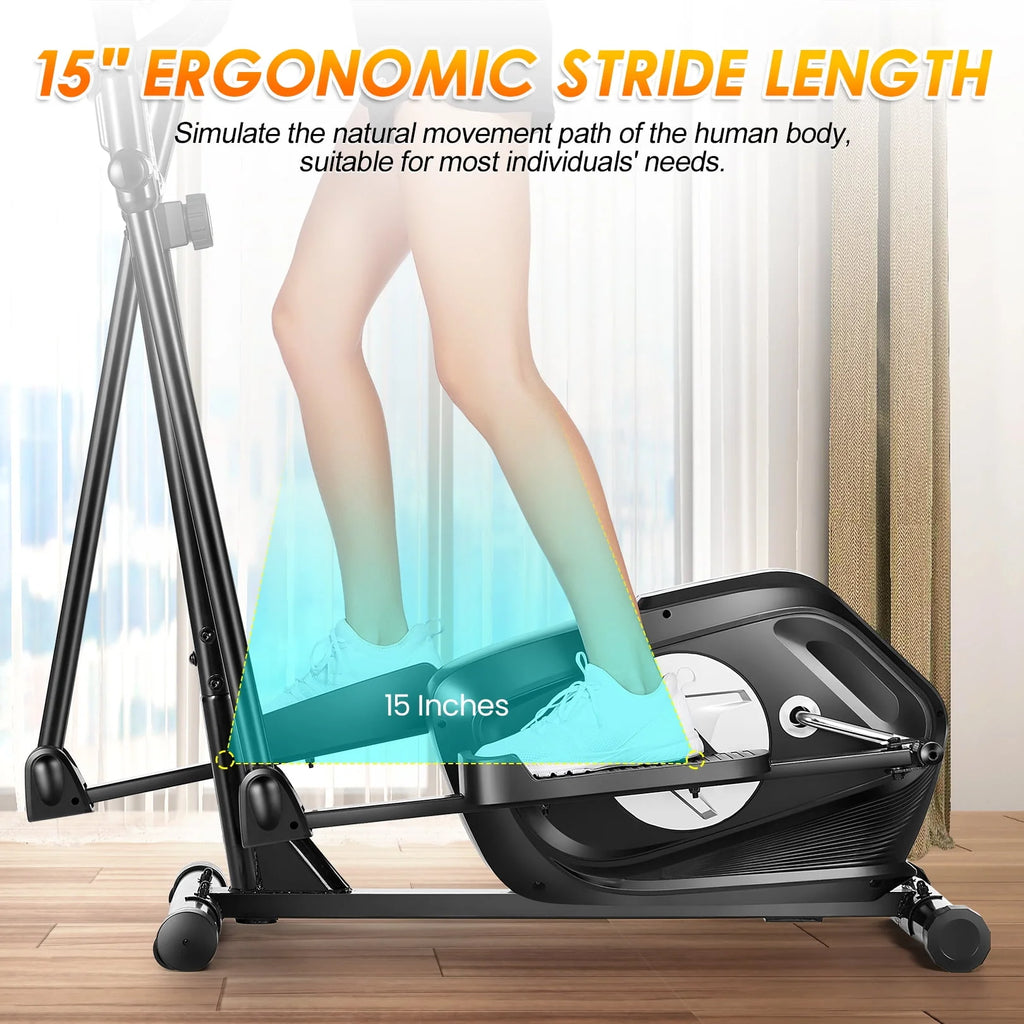 Elliptical Machine with Heart Rate Sensor LCD Monitor 15inch Stride Length Black Y2827