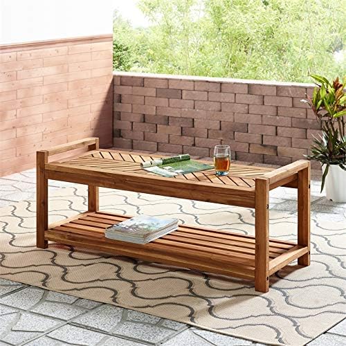 48 Chevron Acacia Wood Patio Storage Bench O13057