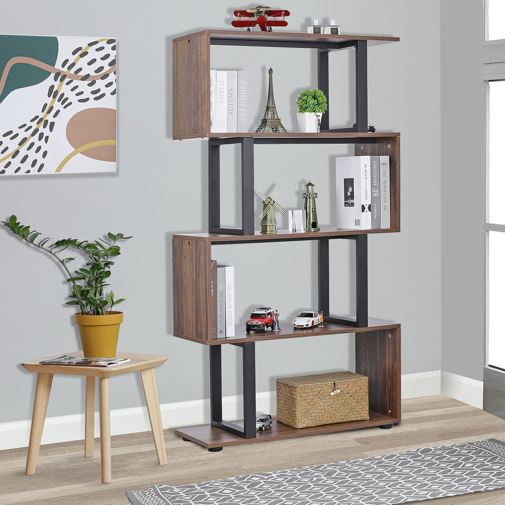 5-Tier S-Shaped Industrial Bookcase E8893