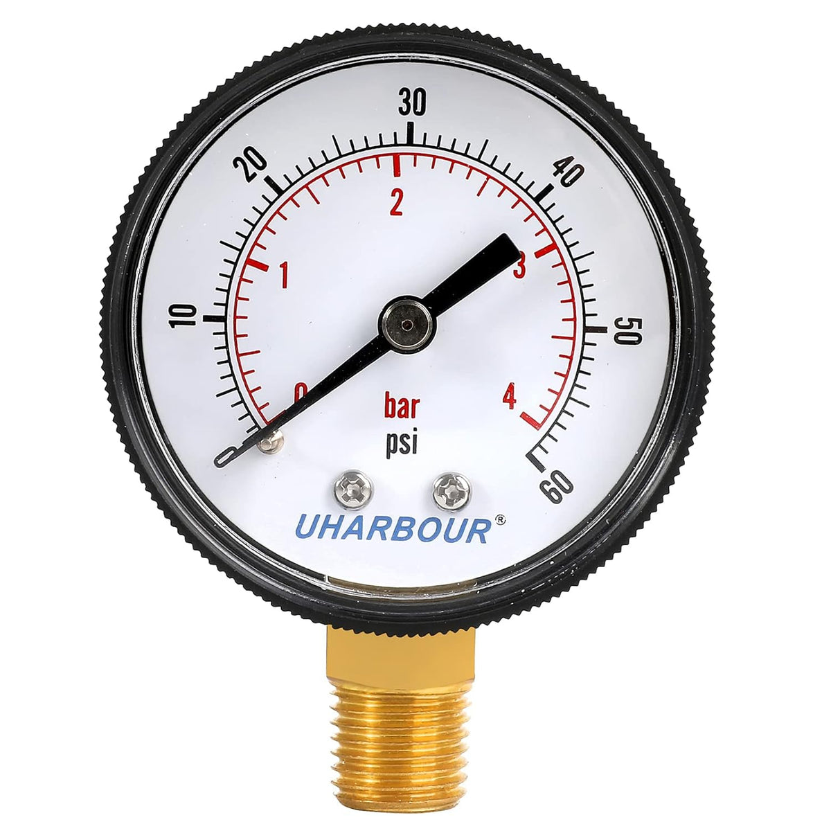 2 Dial Pool Pressure Gauge 60psi with Case and 1/4NPT Bottom Mount I5642