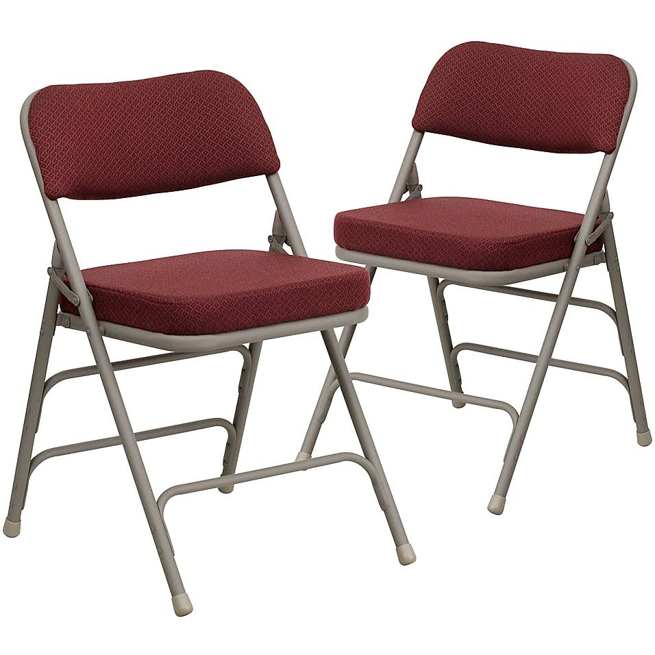 Burgundy Grey Padded Folding Chairs Set of 2 O41808