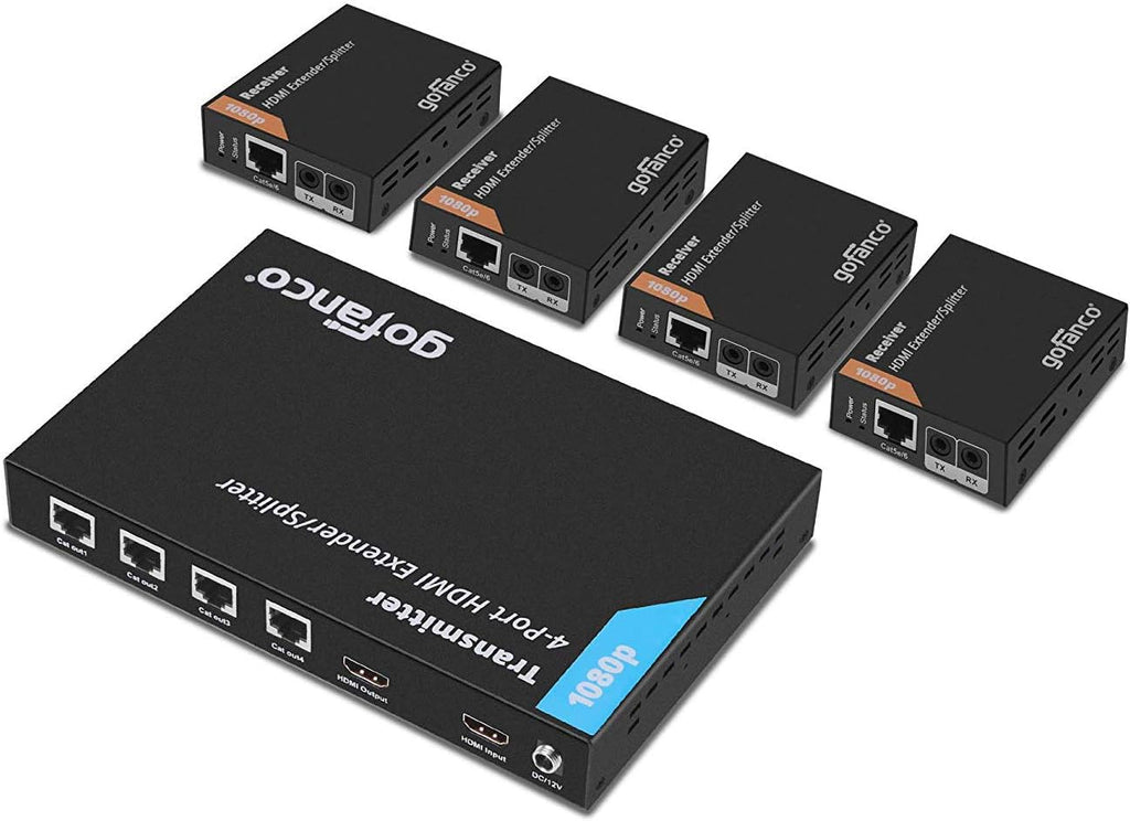 1x4 HDBaseT HDMI Extender Splitter 4K 60Hz Over Cat5e/6/7 Ethernet Cable Z46664