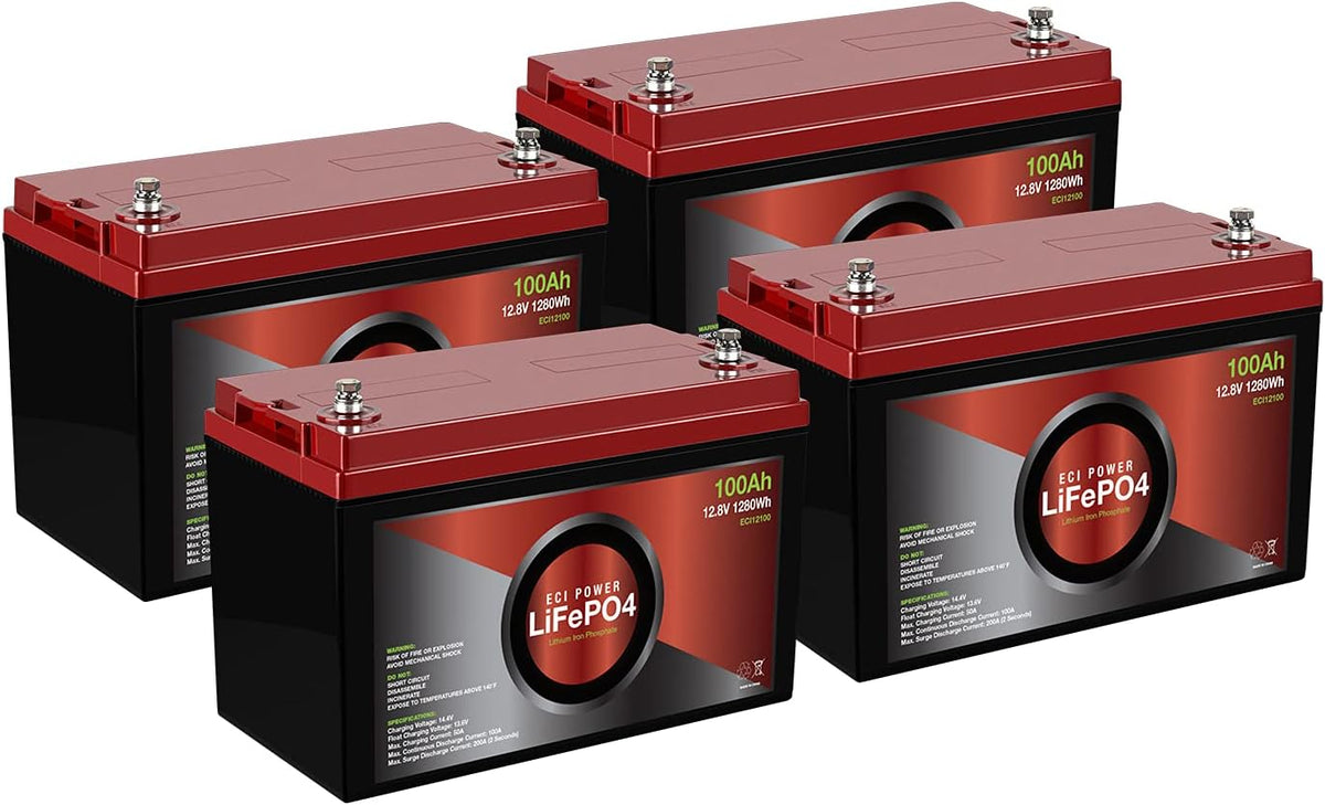 12V 100Ah Lithium LiFePO4 Deep Cycle Rechargeable Battery 2 Pack W3975