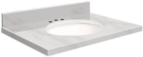 31 inch x 19 inch Marble Bathroom Vanity Top with White Bowl I91048