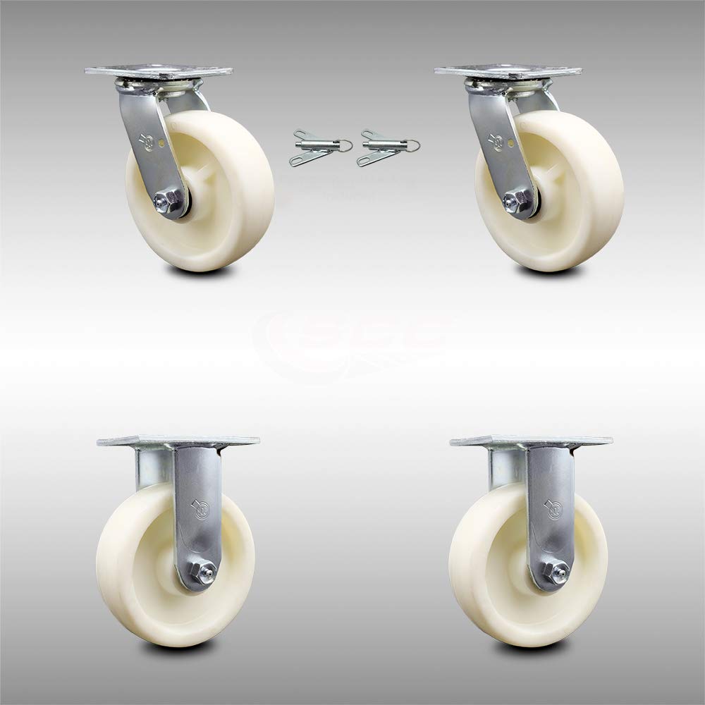 Stainless Steel Swivel Top Plate Caster with 5 x 2 White Wheel F24779