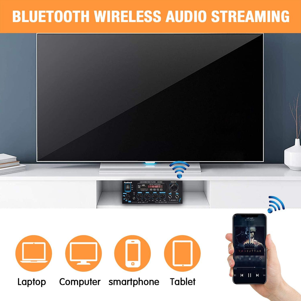 200W Dual Channel Wireless Bluetooth Stereo Amplifier Receiver Z801