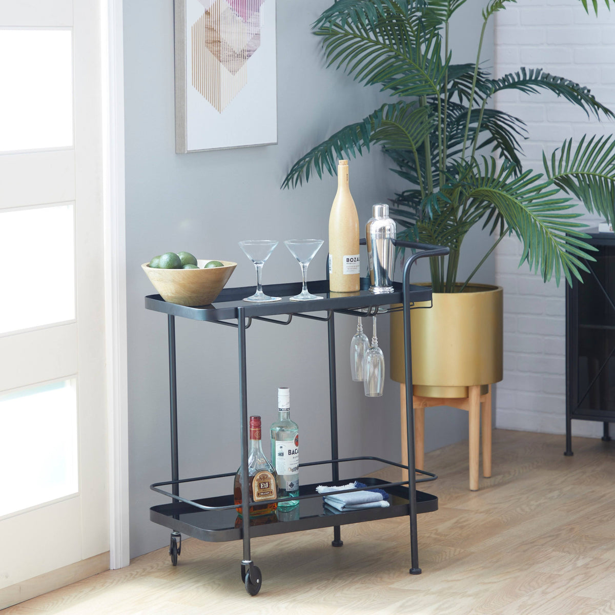 Black Metal Bar Cart R6480