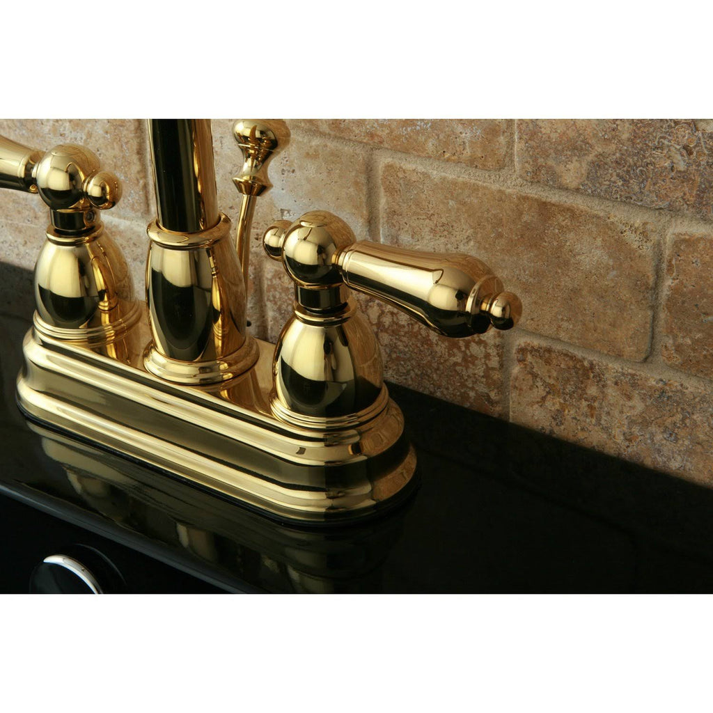 Two Handle Centerset Lavatory Faucet with Pop-Up Polished Brass D39802