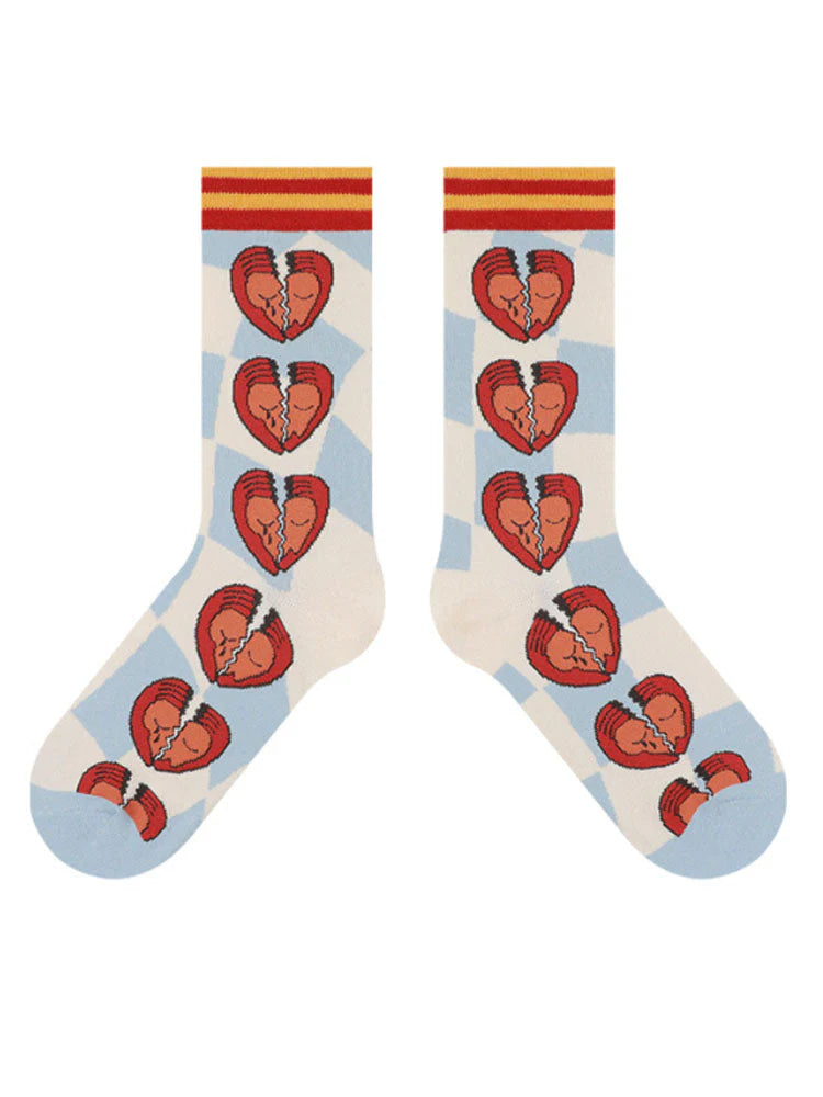 Cartoon Broken Heart Socks V4780