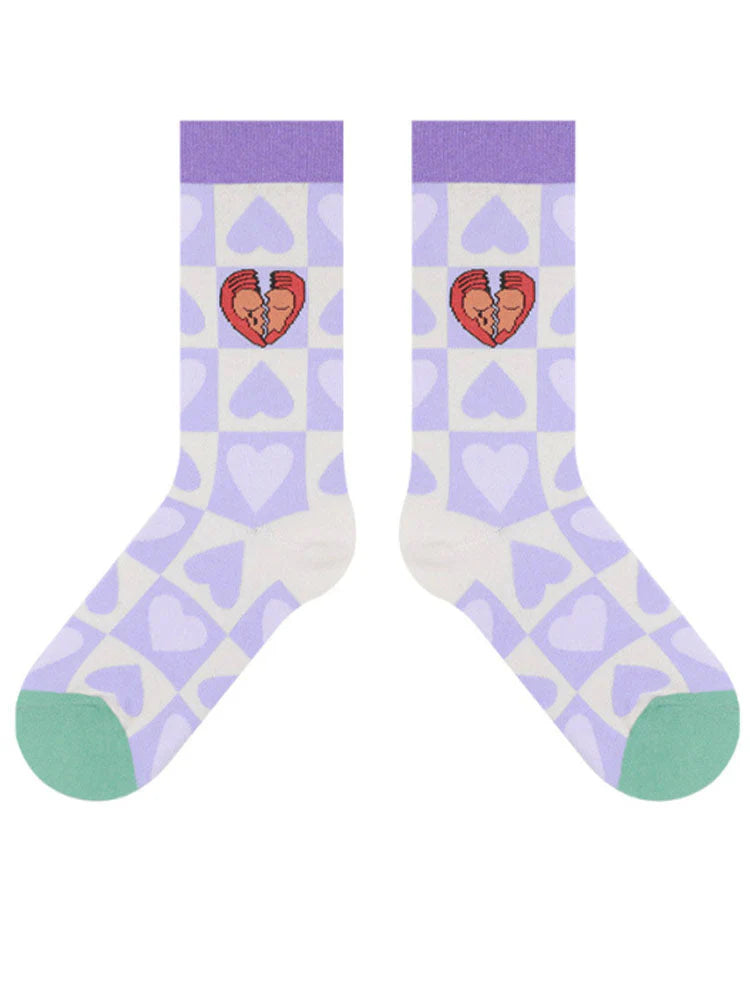 Cartoon Broken Heart Socks V4780