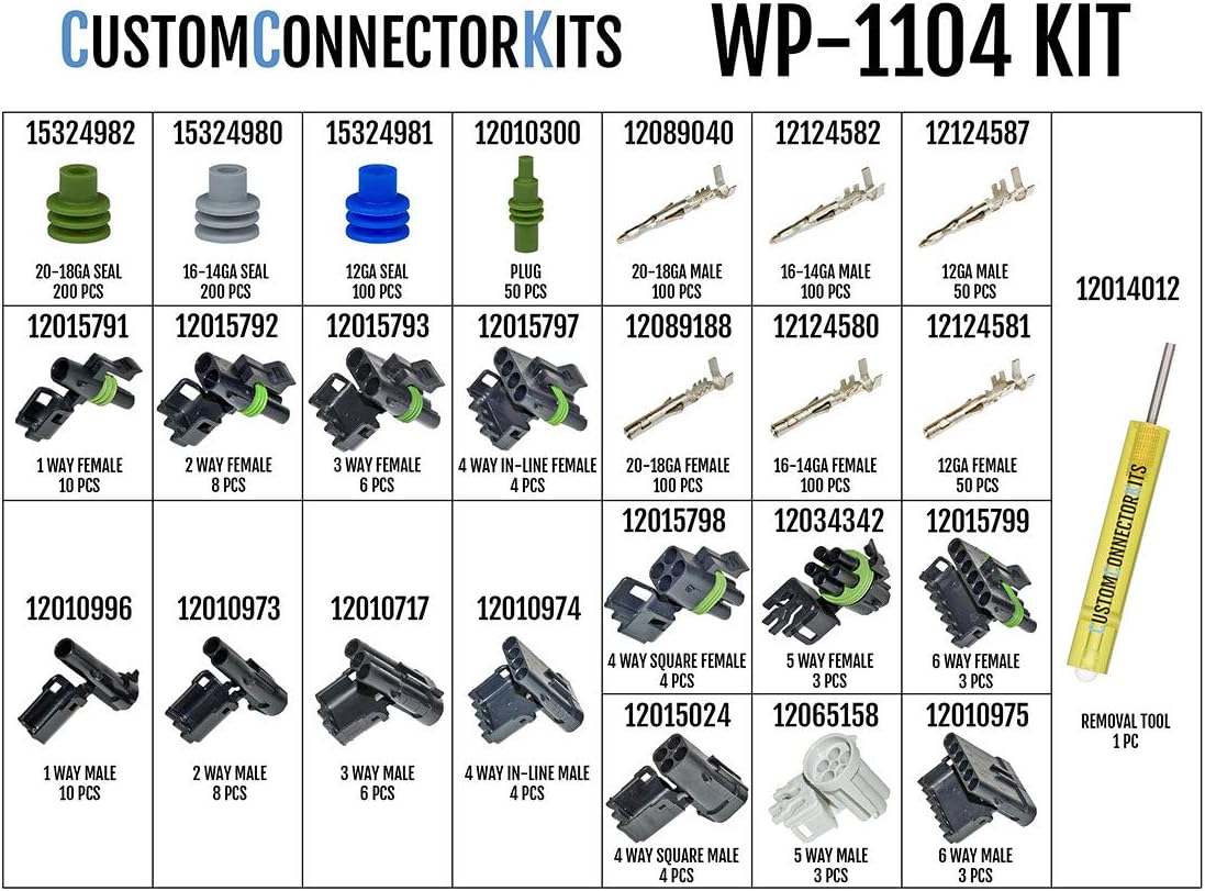 Sealed Weatherproof Automotive Electrical Connectors 20-12 Gauge Kit with Crimp Tool Q48477
